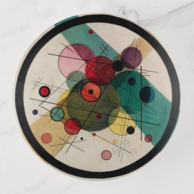 Kandinsky Abstract Circles in a Circle Trinket Tray (Front)
