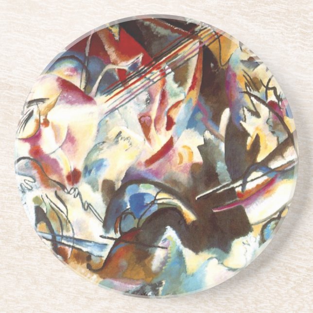 Kandinsky Abstract Composition VI Sandstone Coaster (Front)