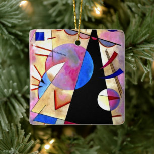Kandinsky - Abstract Cubism with Pinks and Blues Ceramic Ornament