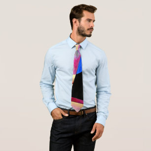 Kandinsky - Abstract Cubism with Pinks and Blues Neck Tie