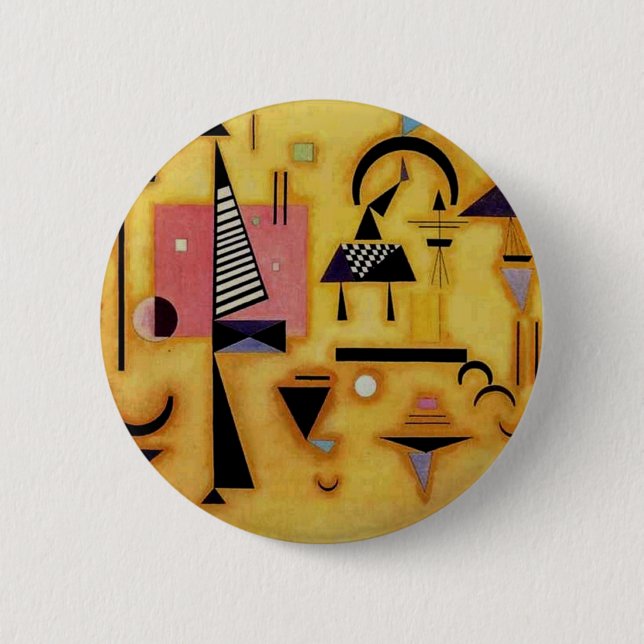 Kandinsky Abstract Decisive Pink Geometric Shapes Button (Front)