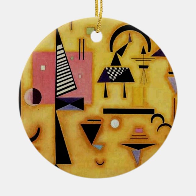 Kandinsky Abstract Decisive Pink Geometric Shapes Ceramic Ornament (Front)
