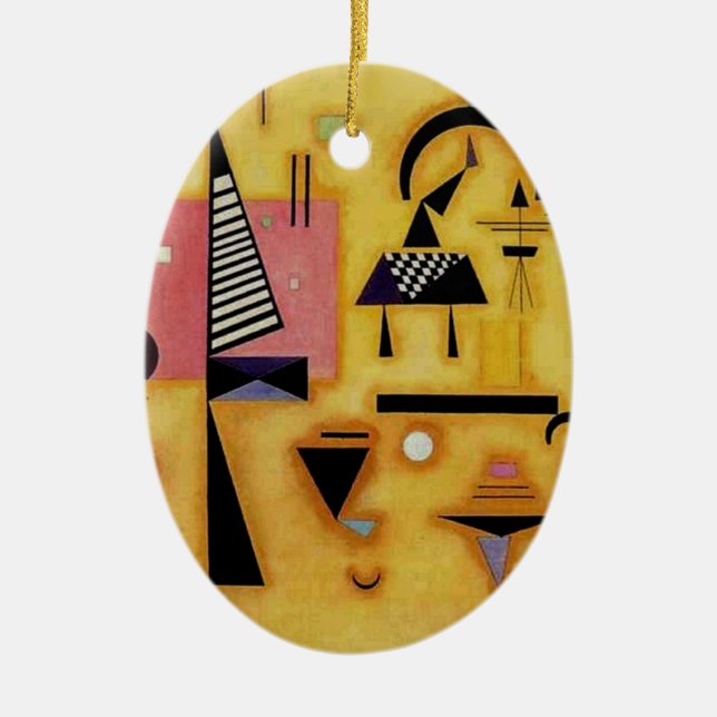 Kandinsky Abstract Decisive Pink Geometric Shapes Ceramic Ornament (Front)