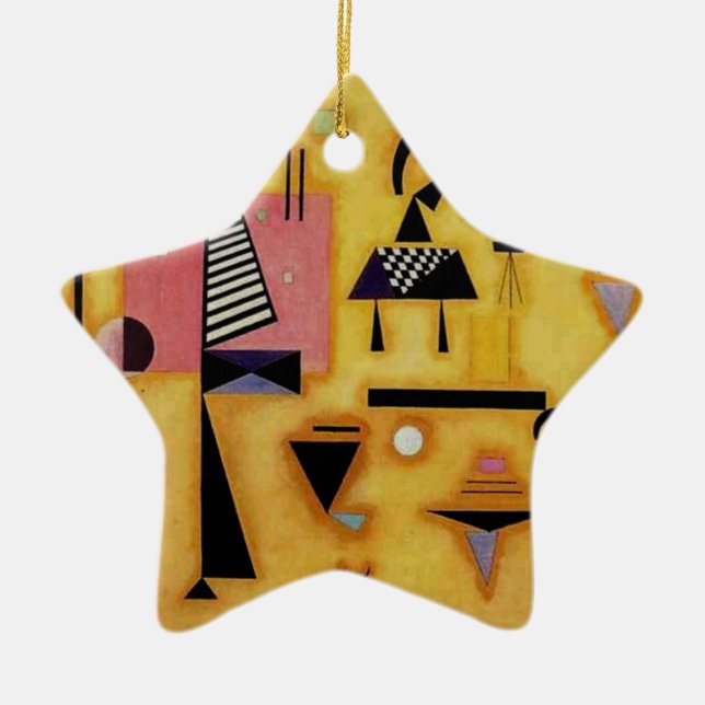 Kandinsky Abstract Decisive Pink Geometric Shapes Ceramic Ornament (Front)