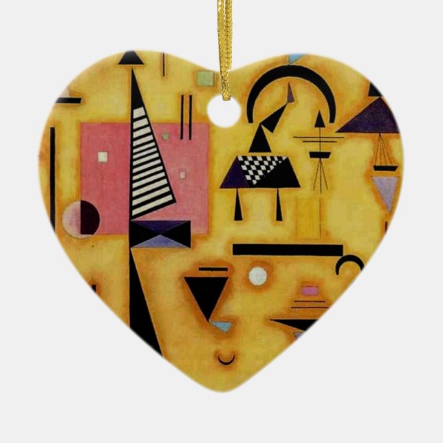 Kandinsky Abstract Decisive Pink Geometric Shapes Ceramic Ornament (Front)