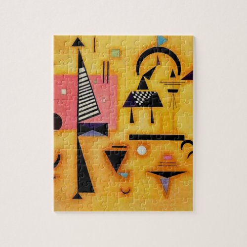 Kandinsky Abstract Decisive Pink Geometric Shapes Jigsaw Puzzle