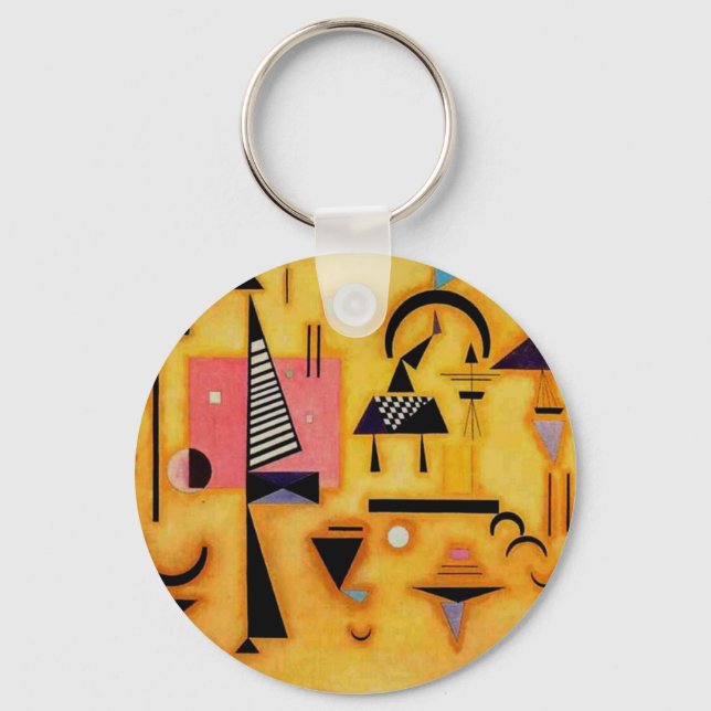 Kandinsky Abstract Decisive Pink Geometric Shapes Keychain (Front)