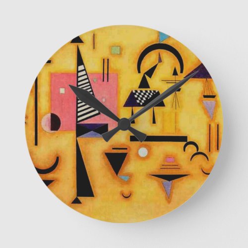 Kandinsky Abstract Decisive Pink Geometric Shapes Round Clock