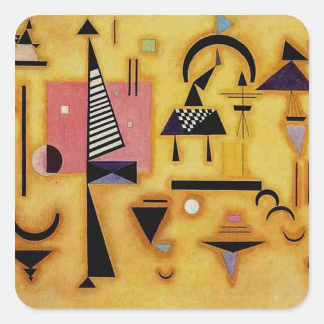 Kandinsky Abstract Decisive Pink Geometric Shapes Square Sticker (Front)