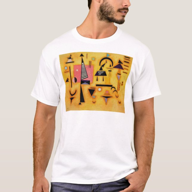 Kandinsky Abstract Decisive Pink Geometric Shapes T-Shirt (Front)