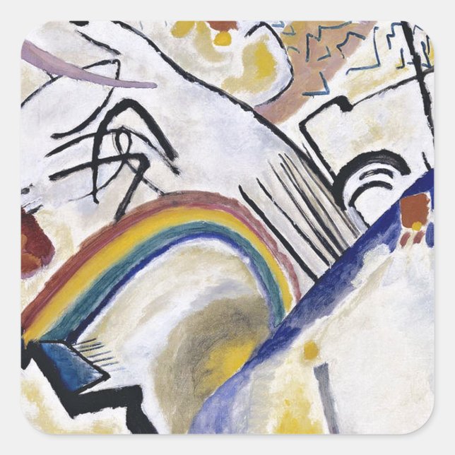 Kandinsky Abstract Painting Artwork Cossacks 1910 Square Sticker (Front)