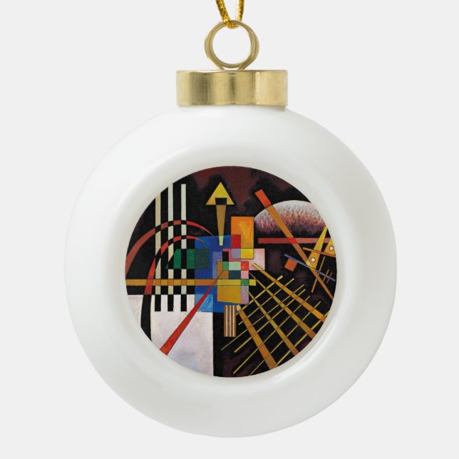 Kandinsky Abstract Painting Classical Artwork Ceramic Ball Christmas Ornament (Front)
