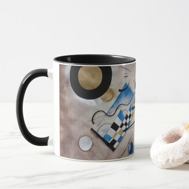 Kandinsky abstract painting mid century modern art mug (With Donut)