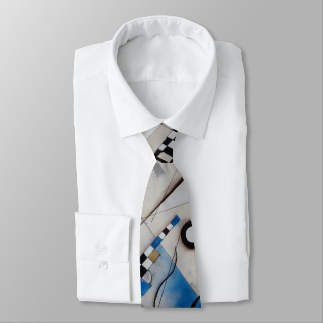 Kandinsky abstract painting mid century modern art neck tie (Tied)