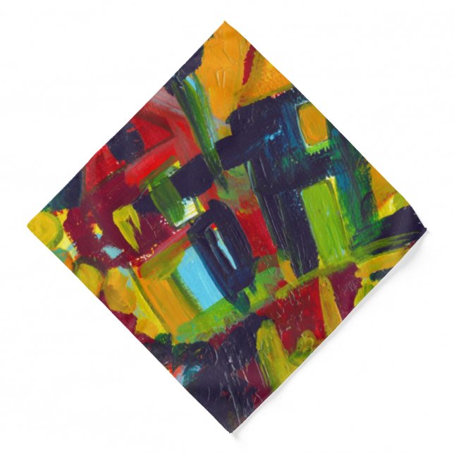Kandinsky Abstract Painting Red Yellow Blue Bandana (Front)