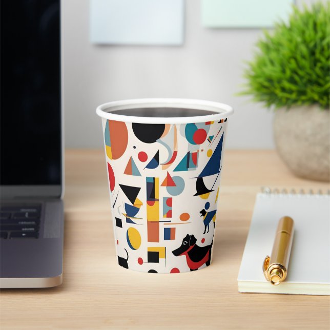 Kandinsky art & Dog lover Paper Cups (Insitu)