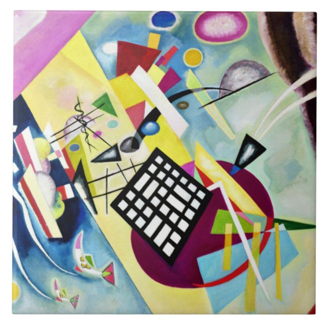 Kandinsky - Black Grid Ceramic Tile (Front)