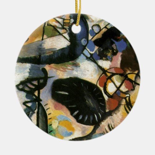 Kandinsky Black Spot Abstract Artwork Ceramic Ornament