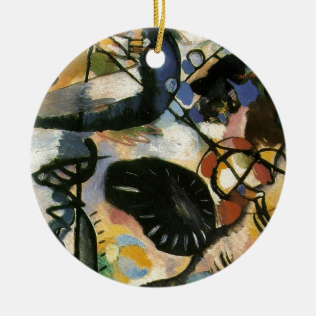 Kandinsky Black Spot Abstract Artwork Ceramic Ornament (Front)