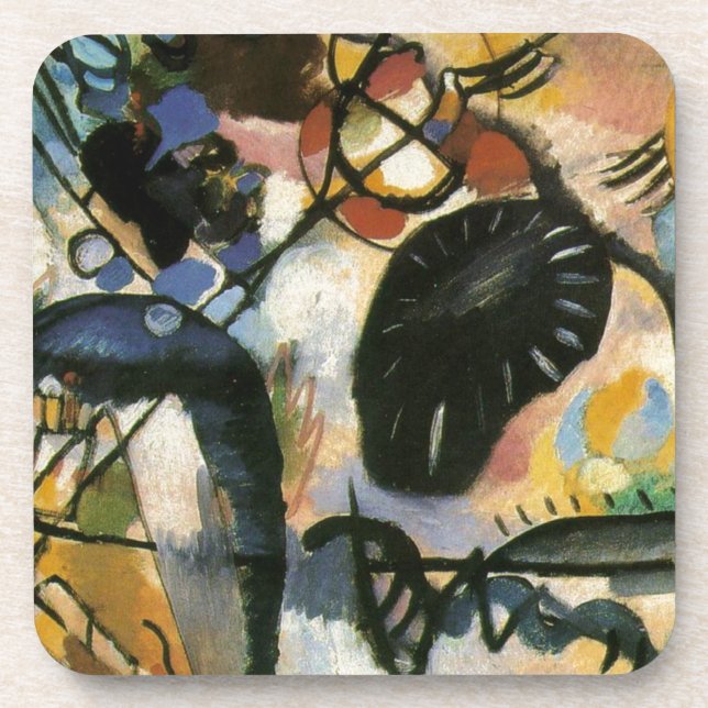Kandinsky Black Spot Abstract Artwork Drink Coaster (Front)