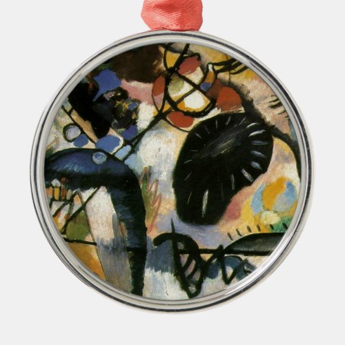 Kandinsky Black Spot Abstract Artwork Metal Ornament