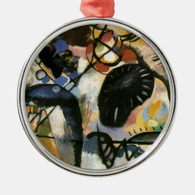 Kandinsky Black Spot Abstract Artwork Metal Ornament (Front)
