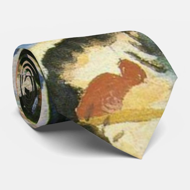 Kandinsky Black Spot Abstract Artwork Neck Tie (Rolled)