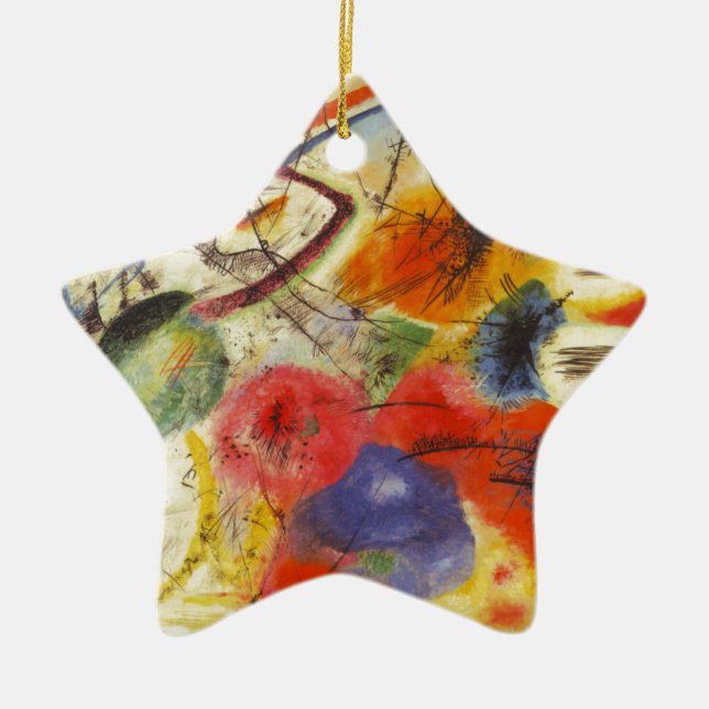 Kandinsky Black Strokes Abstract Painting Ceramic Ornament (Front)