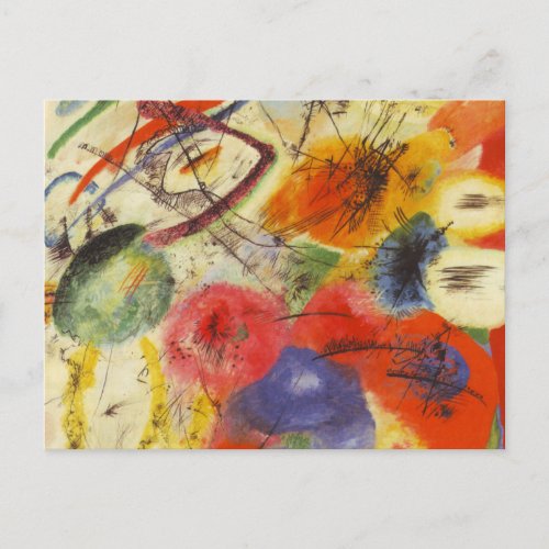 Kandinsky Black Strokes Abstract Painting Postcard