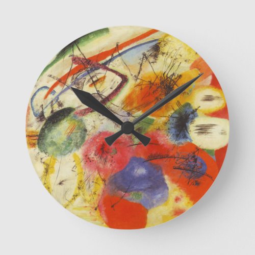 Kandinsky Black Strokes Abstract Painting Round Clock