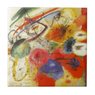 Kandinsky Black Strokes Abstract Painting Tile