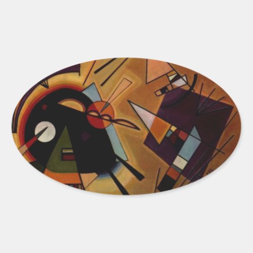 Kandinsky Black Violet Oval Sticker