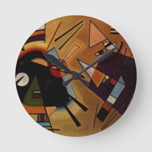 Kandinsky Black Violet Round Clock