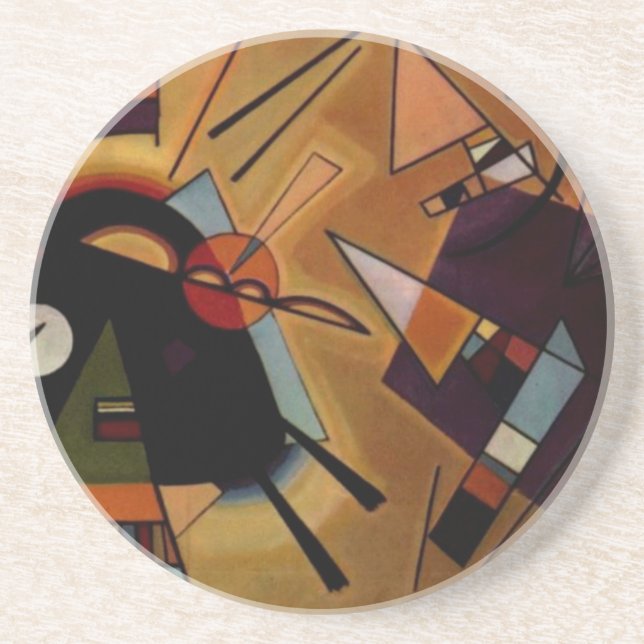 Kandinsky Black Violet Sandstone Coaster (Front)