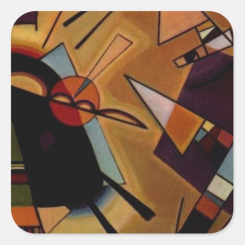 Kandinsky Black Violet Square Sticker