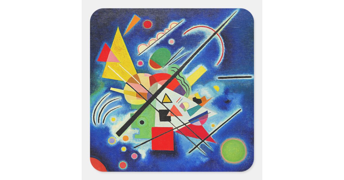 Kandinsky - Blue Painting Square Sticker | Zazzle