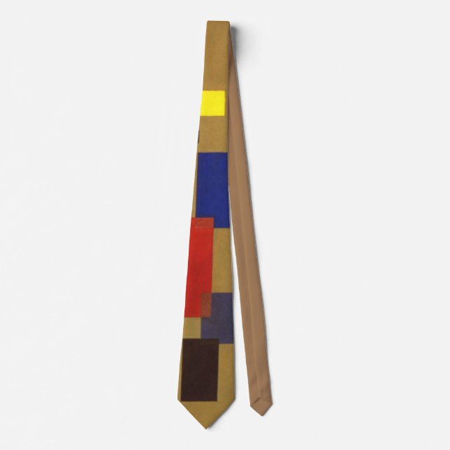 Kandinsky Brown Red Yellow Blue Abstract Painting Neck Tie (Front)