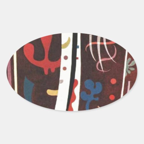 Kandinsky Brown with Supplement Abstract Oval Sticker