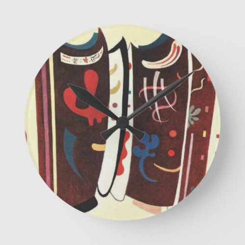 Kandinsky Brown with Supplement Abstract Round Clock
