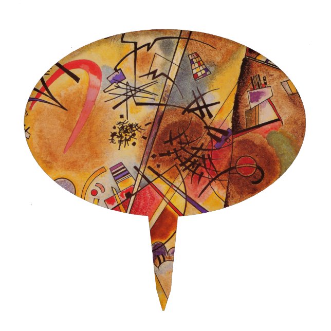 Kandinsky Brown Yellow Red Blue Cake Topper (Front)