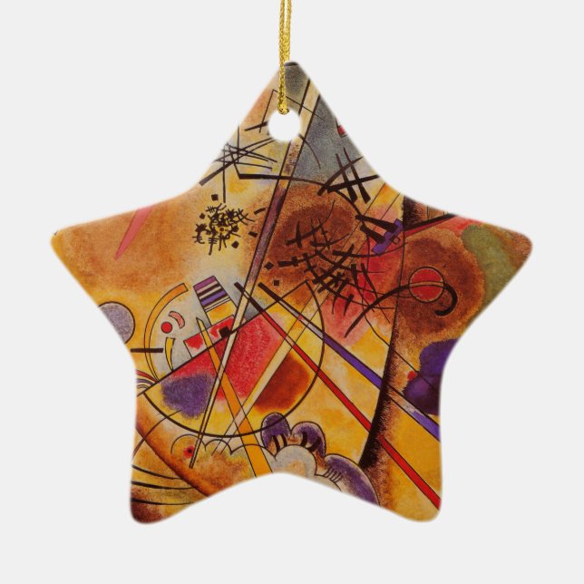 Kandinsky Brown Yellow Red Blue Ceramic Ornament (Front)