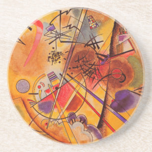 Kandinsky Brown Yellow Red Blue Coaster