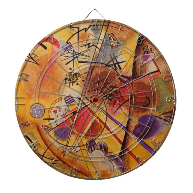 Kandinsky Brown Yellow Red Blue Dartboard With Darts (Front)