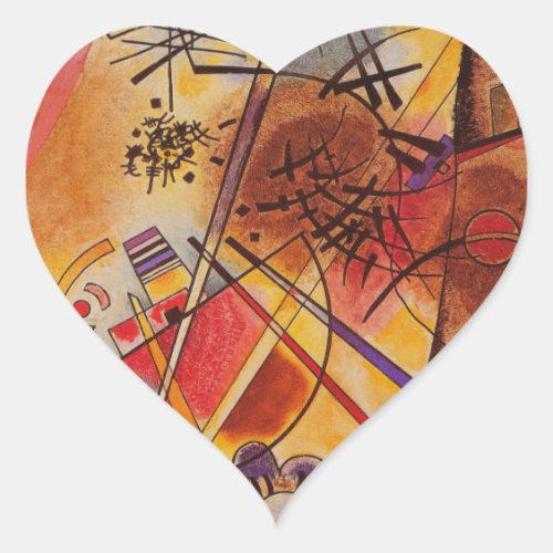 Kandinsky Brown Yellow Red Blue Heart Sticker