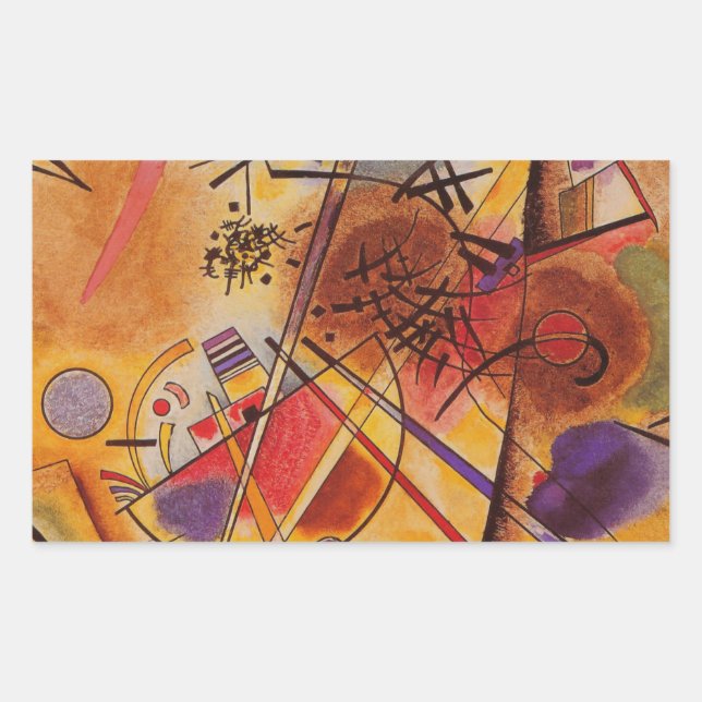 Kandinsky Brown Yellow Red Blue Rectangular Sticker (Front)