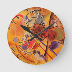 Kandinsky Brown Yellow Red Blue Round Clock