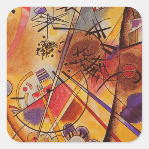 Kandinsky Brown Yellow Red Blue Square Sticker