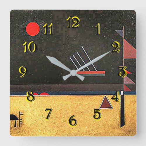 Kandinsky _ Brownish Square Wall Clock