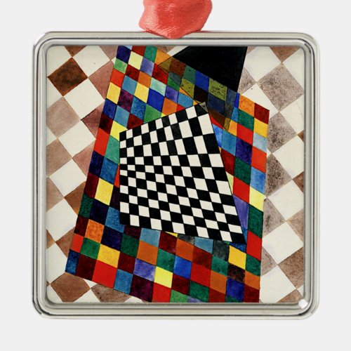 Kandinsky _ Checked colorful abstract art Metal Ornament