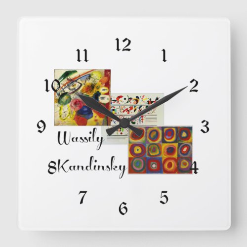 Kandinsky _ Collage of his artwork Square Wall Clock